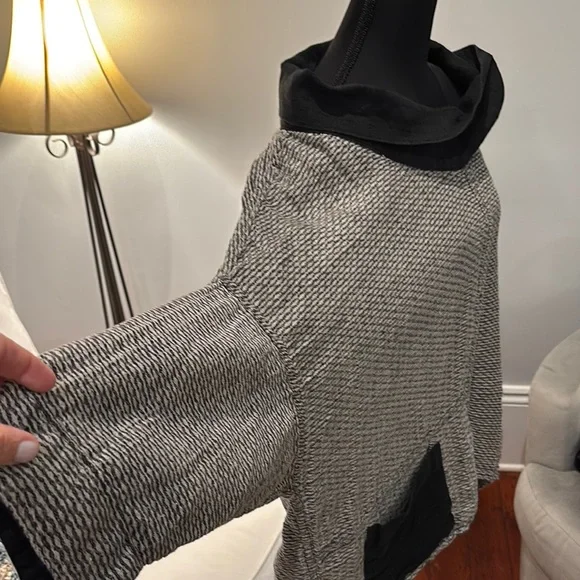 Flax Black and Gray Textured Cowl Neck Blouse - Picture 5 of 10